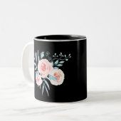 Waterverf rozen / Floral Tweekleurige Koffiemok (Voorkant links)