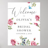 Waterverf rozen floreel welkom vrijgezellenfeest poster (Voorkant)