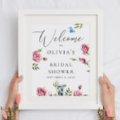 Waterverf rozen floreel welkom vrijgezellenfeest poster