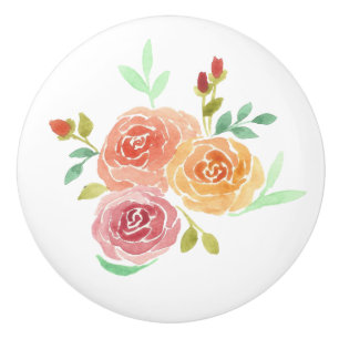 Waterverf Rozen Flowers Keramische Knop