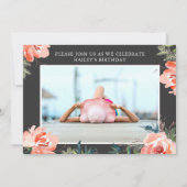 Waterverf Rozen Foto Verjaardag Uitnodiging (Voorkant)