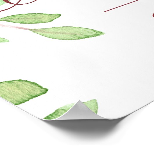 Waterverf Rozen Garden Christening Welkomstteken Poster (Hoek)