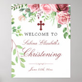 Waterverf Rozen Garden Christening Welkomstteken Poster (Voorkant)