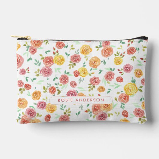 Waterverf Rozen Gepersonaliseerde reizen Etui (Voorkant)