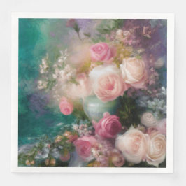  Waterverf Rozen geschilderd in alle kleuren Servet