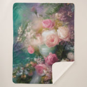Waterverf Rozen geschilderd in alle kleuren Sherpa Deken (Voorkant)