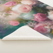 Waterverf Rozen geschilderd in alle kleuren Sherpa Deken (3/4)