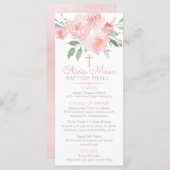 Waterverf Rozen Girl Baptism Custom Event Menu (Voorkant / Achterkant)