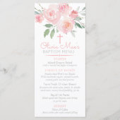 Waterverf Rozen Girl Baptism Custom Event Menu (Voorkant)