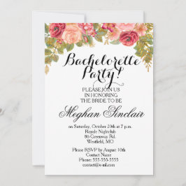 Waterverf Rozen & Glitter Bachelorette Party Kaart