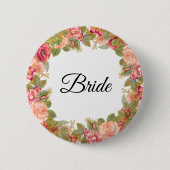 Waterverf Rozen & glitter Bride Pin Ronde Button 5,7 Cm (Voorkant)