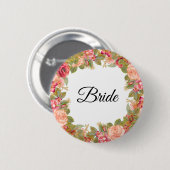 Waterverf Rozen & glitter Bride Pin Ronde Button 5,7 Cm (Voorkant /achterkant)