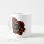 Waterverf Rozen Goud Bourgogne Monogram Koffie Mok (Voorkant links)