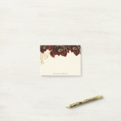 Waterverf Rozen Goud Bourgondië Monogram Post-it® Notes (Op bureau)