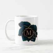 waterverf rozen goud en blauw monogram koffiemok (Links)
