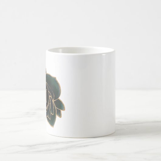 waterverf rozen goud en groen monogram koffiemok (Center)