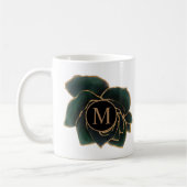 waterverf rozen goud en groen monogram koffiemok (Links)