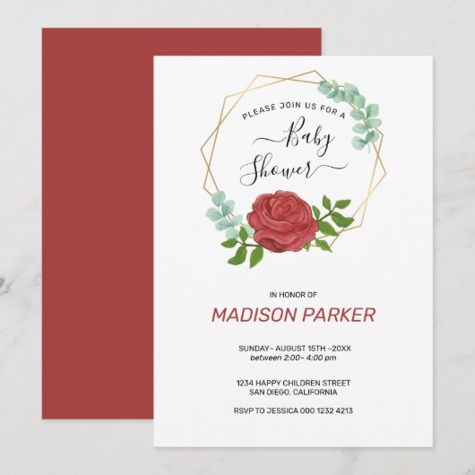 Waterverf Rozen Goud Lijst Kaart (Voorkant / Achterkant)