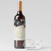 Waterverf Rozen Goud Zwart Proost Bruiloft Wijn Etiket