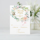 Waterverf Rozen Greenery Floral Menu Keuze RSVP (Staand voorkant)
