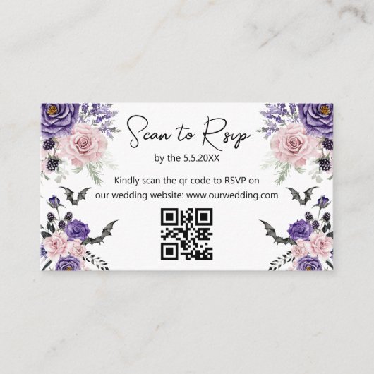 waterverf rozen Halloween RSVP QR Code Wedding Informatiekaartje (Voorkant)