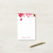 Waterverf Rozen Hand Script Naam Floral Sjabloon Post-it® Notes (Op bureau)