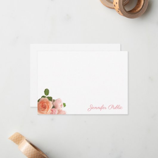 Waterverf Rozen handgeschreven Sjabloon tekst scri (Voorkant / Achterkant in situ)