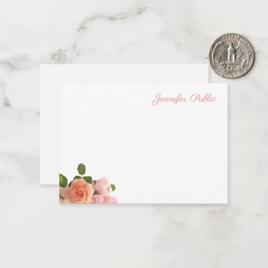 Waterverf Rozen Handgeschreven tekst Sjabloon Eleg (Voorkant / Achterkant in situ)