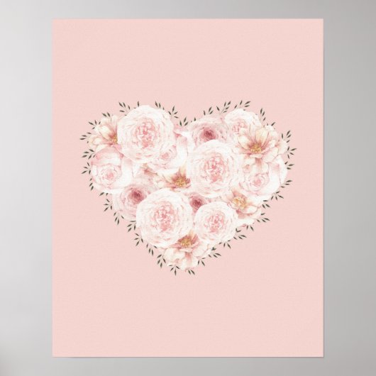 Waterverf Rozen Hart Poster (Voorkant)