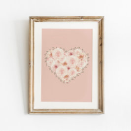 Waterverf Rozen Hart Poster