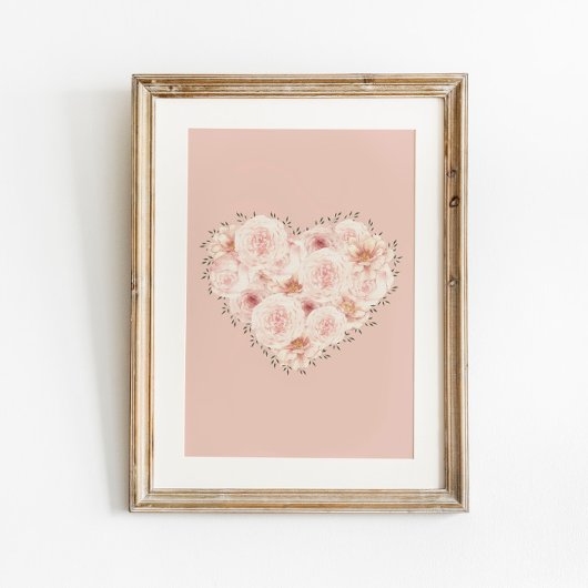 Waterverf Rozen Hart Poster