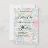 Waterverf Rozen, huwelijksuitnodiging Kaart (Voorkant)