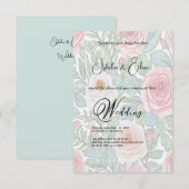Waterverf Rozen, huwelijksuitnodiging Kaart (Voorkant / Achterkant)