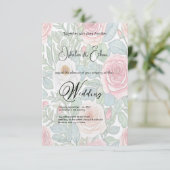 Waterverf Rozen, huwelijksuitnodiging Kaart (Staand voorkant)