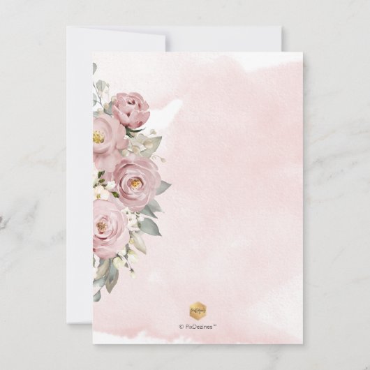 Waterverf Rozen Hydrangea Vrijgezellenfeest Kaart (Achterkant)