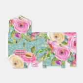 Waterverf Rozen in Aqua Glitter Persoonlijk Bedankdoosjes (Uitgevouwen)
