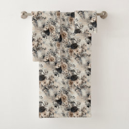  Waterverf Rozen in Beige, Zwart, Cream Bad Handdoek