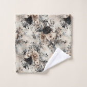 Waterverf Rozen in Beige, Zwart, Cream Bad Handdoek (Wasdoekje)