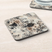  Waterverf Rozen in Beige, Zwart, Cream Bier Onderzetter (Linkerzijde)