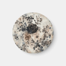  Waterverf Rozen in Beige, Zwart, Cream Magneet