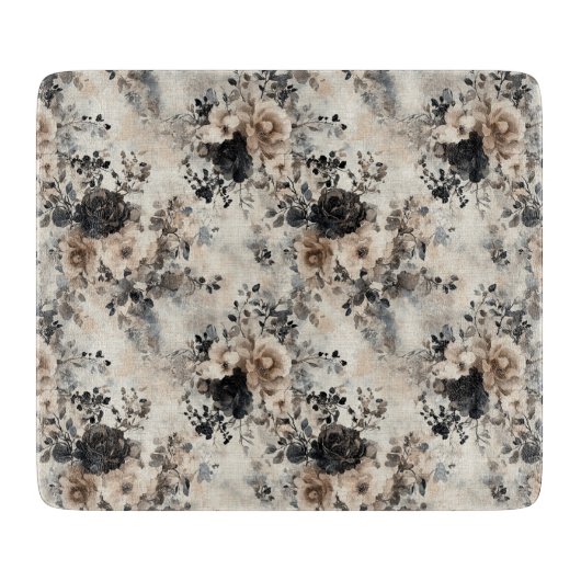  Waterverf Rozen in Beige, Zwart, Cream Snijplank (Voorkant)