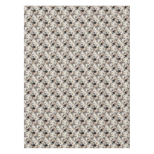 Waterverf Rozen in Beige, Zwart, Cream Tafelkleed (Voorkant)