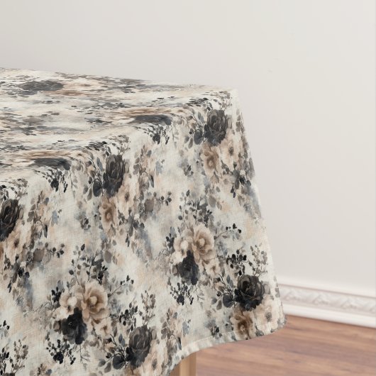  Waterverf Rozen in Beige, Zwart, Cream Tafelkleed (Voorbeeld)