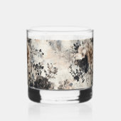 Waterverf Rozen in Beige, Zwart, Cream Whisky Glas (Achterkant)