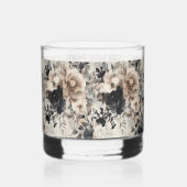Waterverf Rozen in Beige, Zwart, Cream Whisky Glas (Rechts)