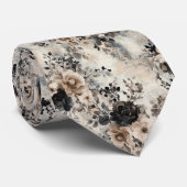 Waterverf Rozen in Beige, Zwarte stropdas (Opgerold)