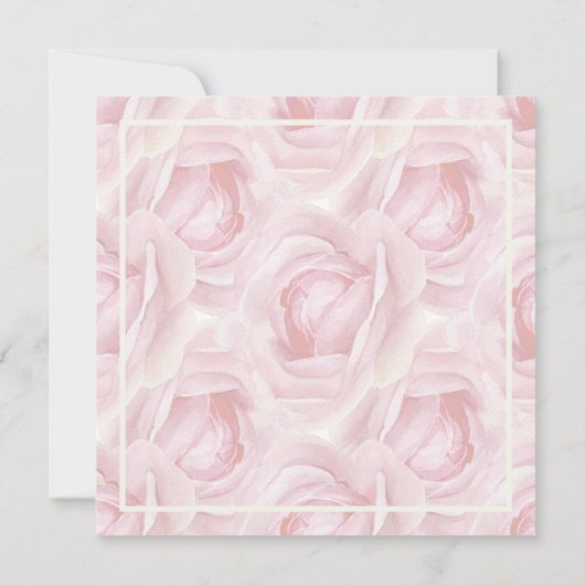 Waterverf rozen in bleek roze, crèmewit Bruiloft Kaart (Achterkant)