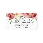 Waterverf Rozen in Bourgogne Rood, Blush Roze Etiket (Voorkant)