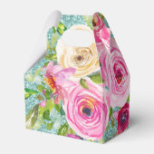 Waterverf Rozen in roze Aqua Glitter Persoonlijk Bedankdoosjes (Voorkant Zijde)