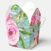 Waterverf Rozen in roze Aqua Glitter Persoonlijk Bedankdoosjes (Geopend)